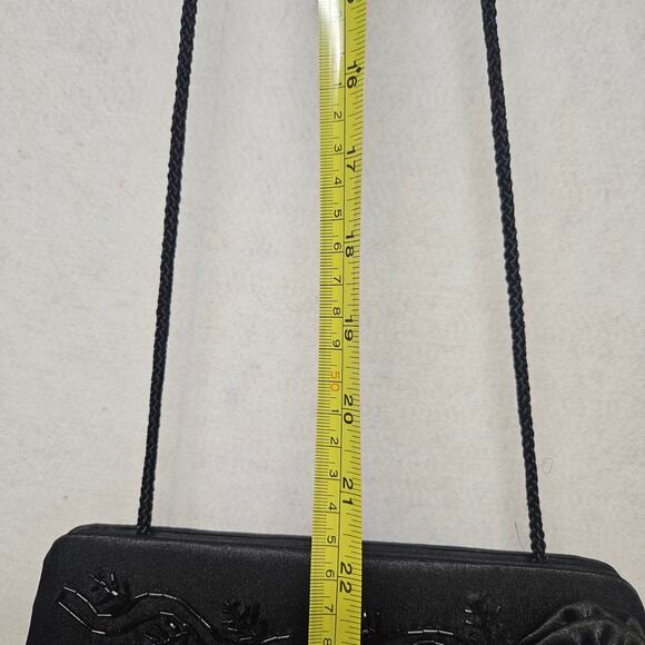 Jessica McClintock Black Satin Evening Bag - Picture 8 of 8